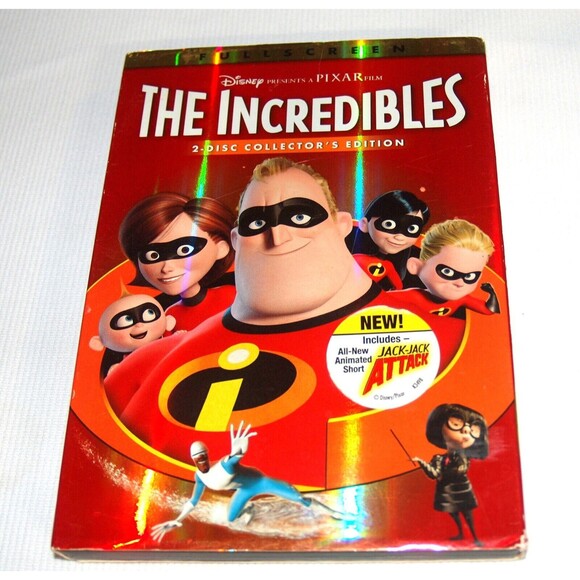 The Incredibles (DVD, 2004) Full Screen 2 DVD's Disney Pixar Bonus Features - Picture 1 of 4